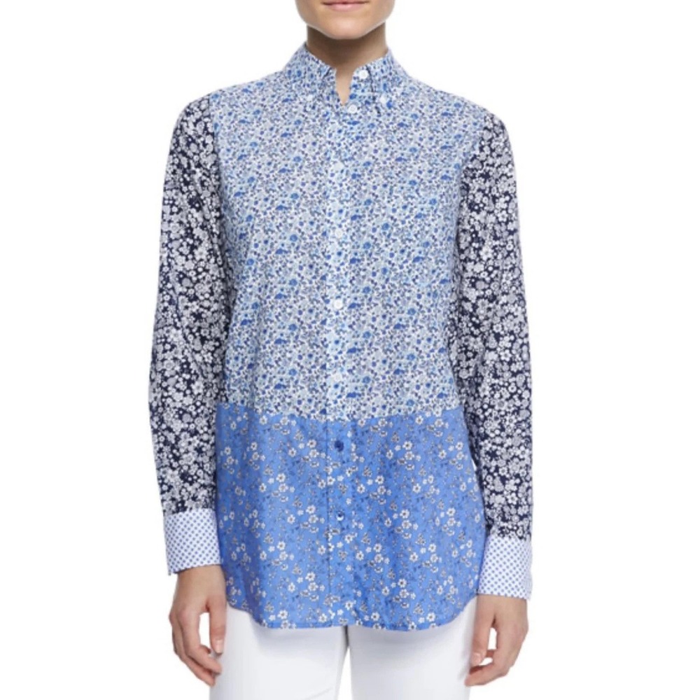 Equipment Femme Floral Patchwork Button Down Shirt Womens XS Cottagecore Boho